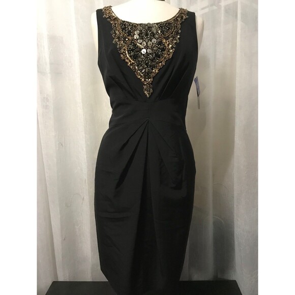 Lafayette 148 New York Women's Dress Black Hand Embellished Size 8 NWT